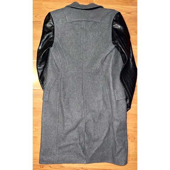 Alexander Wang 'Anthracite' Wool Blend with Croc Sleeves Grey Coat - Picture 6 of 9